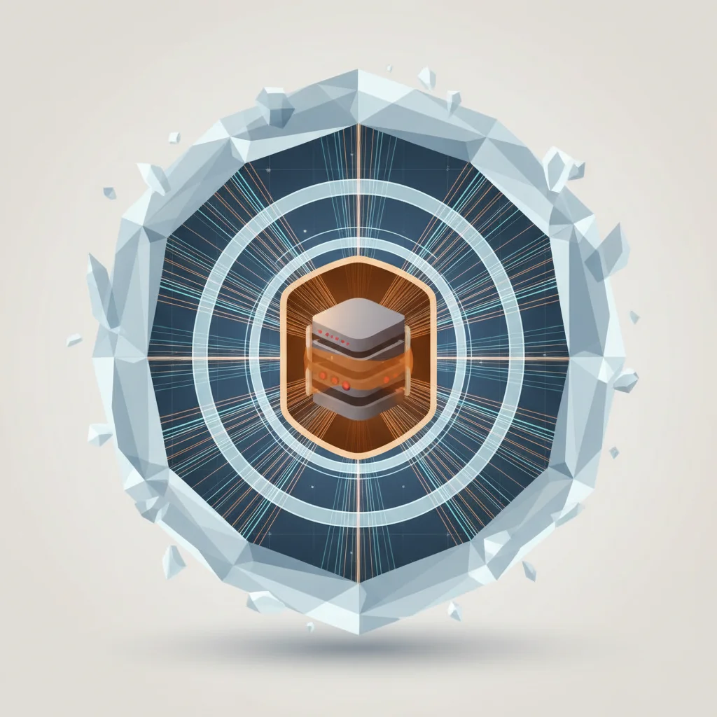 Conceptual editorial illustration showing WAF, IPS, and NGFW protecting different layers of an enterprise network
