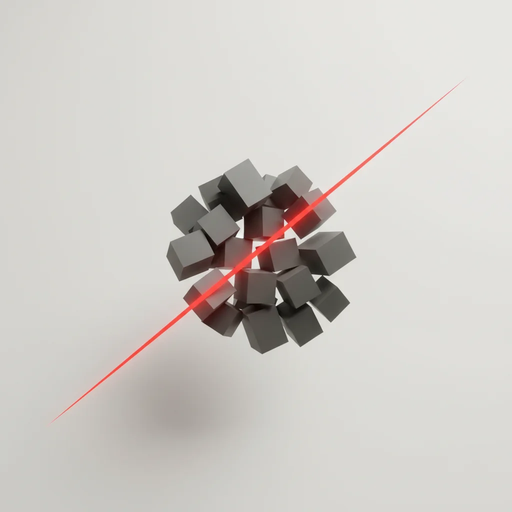 An abstract editorial composition representing structural tension and unbalanced composition.