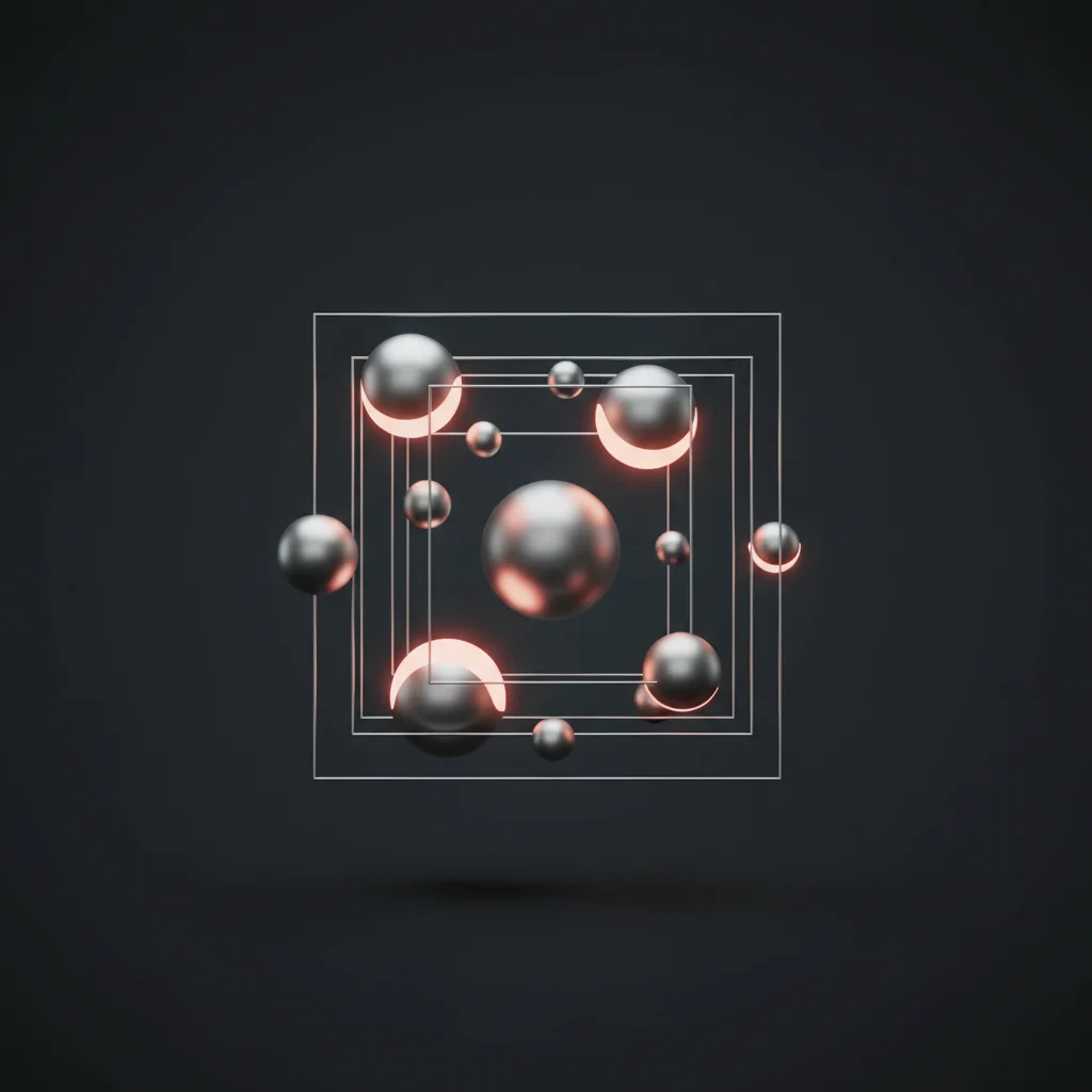 Minimalist corporate tech illustration of floating glowing spheres connected in a technological grid, representing diverse modular engines