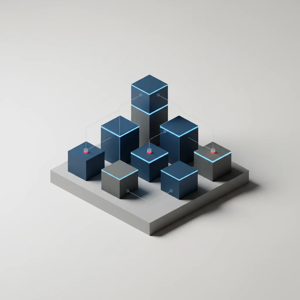 A professional editorial illustration depicting clean, structured conceptual blocks representing isolated software runtimes sitting on a shared foundation