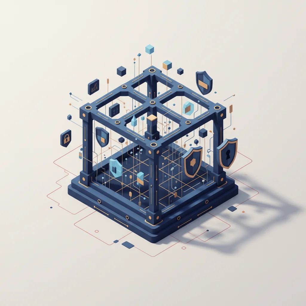 A symbolic editorial illustration representing the structural foundation of global information security standards.