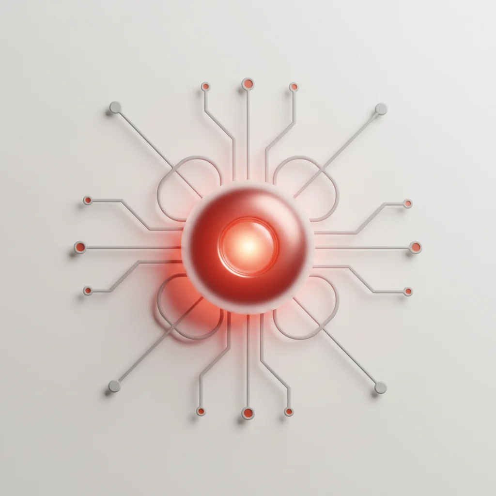 An abstract technical concept illustrating a server-side runtime environment with a glowing processing engine and interconnected data lines.