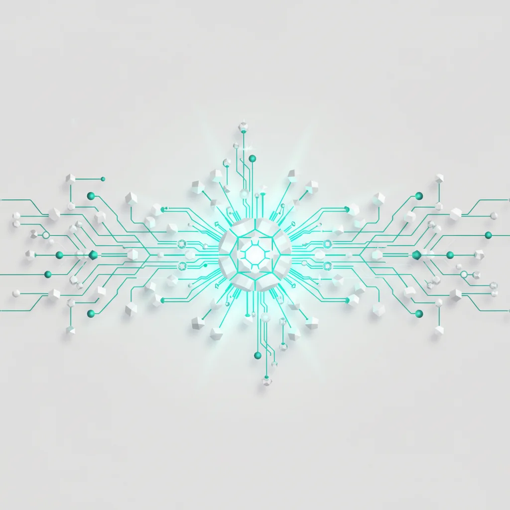 Minimalist 16:9 abstract illustration of localized nodes expanding outward to form a large, interconnected network