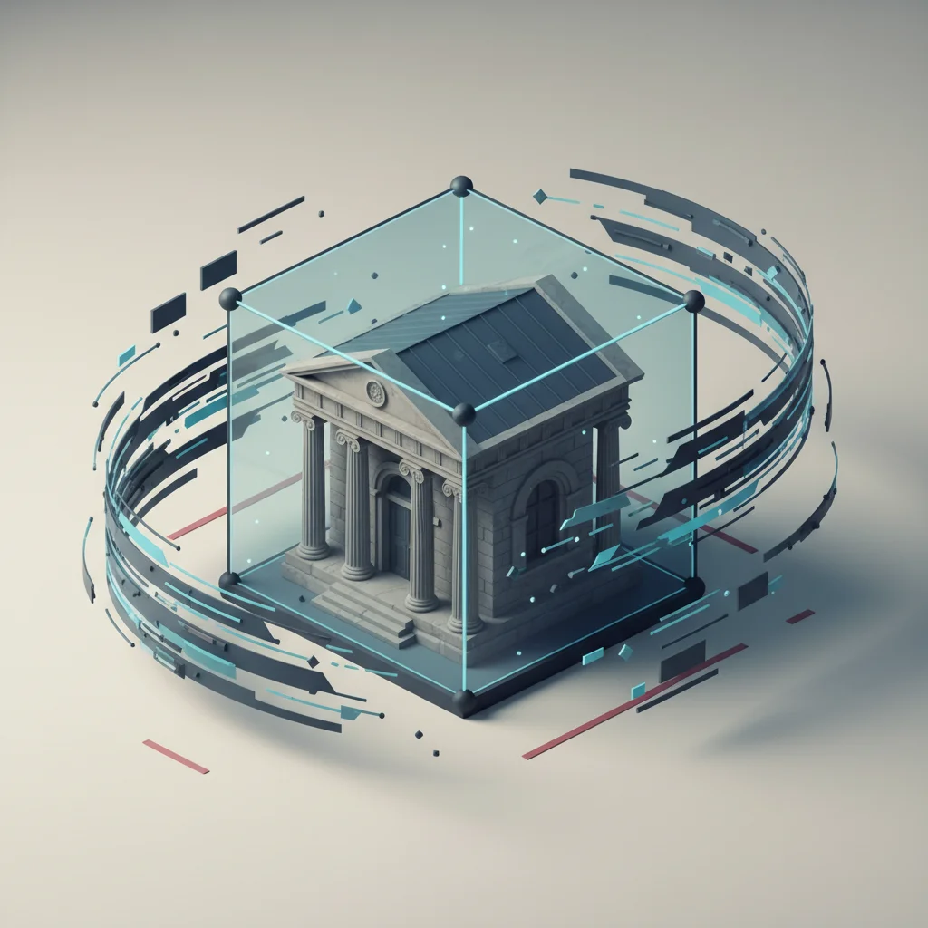 A symbolic editorial illustration depicting a locked archive representing static model knowledge.