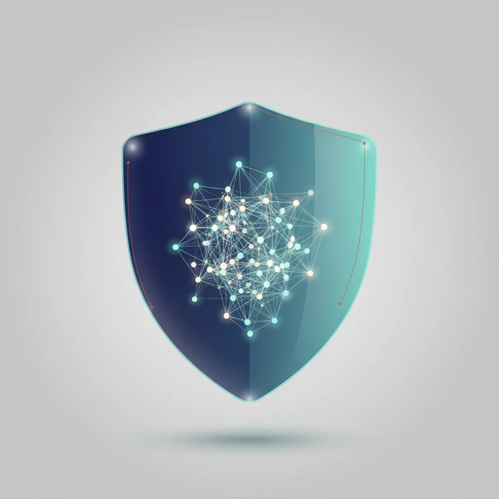 An editorial vector illustration showing a strong protective shield guarding delicate software architecture