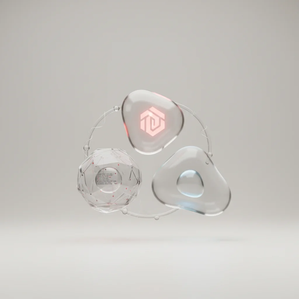 Conceptual editorial art depicting three interconnected gears represents development, branding, and client access
