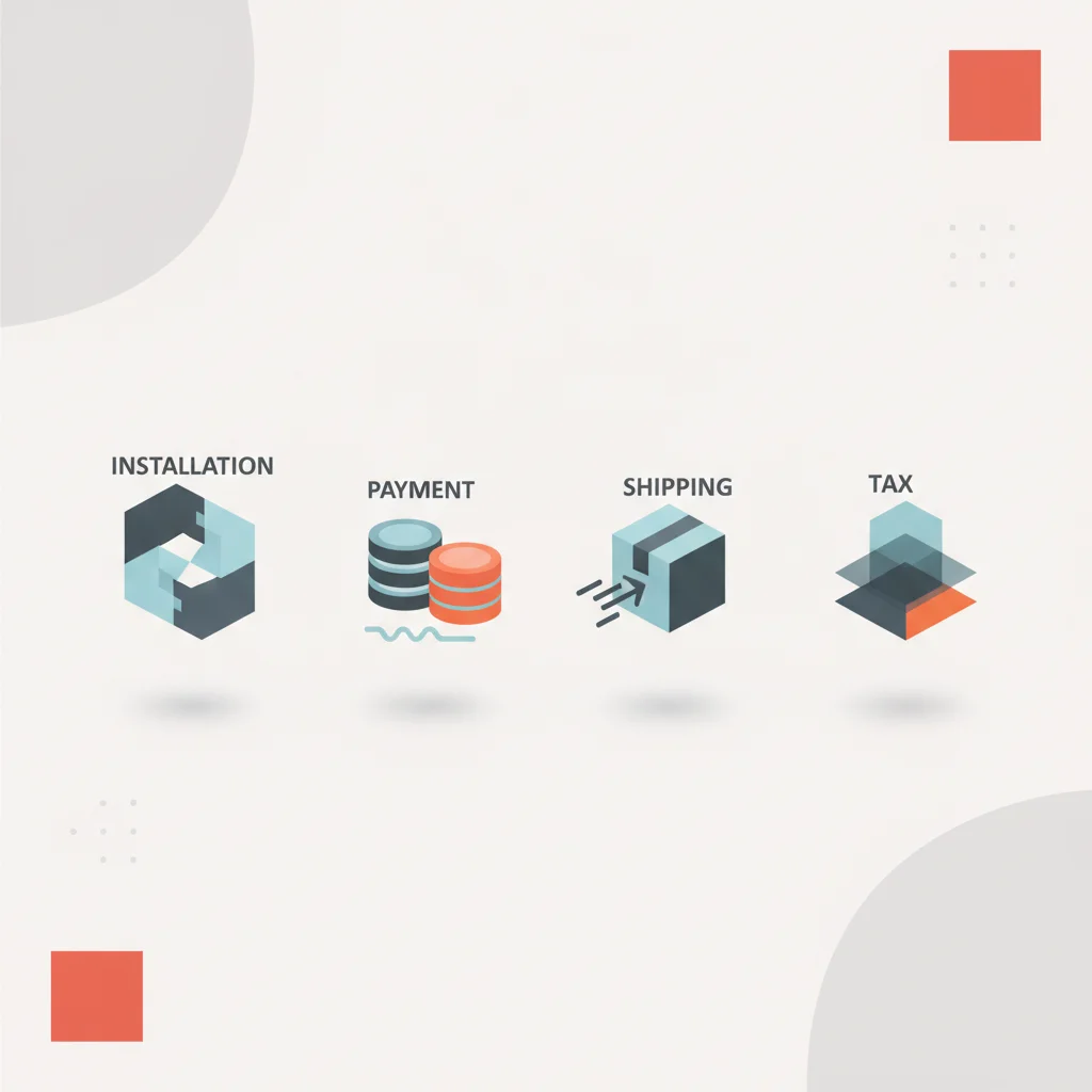 Minimalist clean process flow chart showing steps to activate and configure an online store.