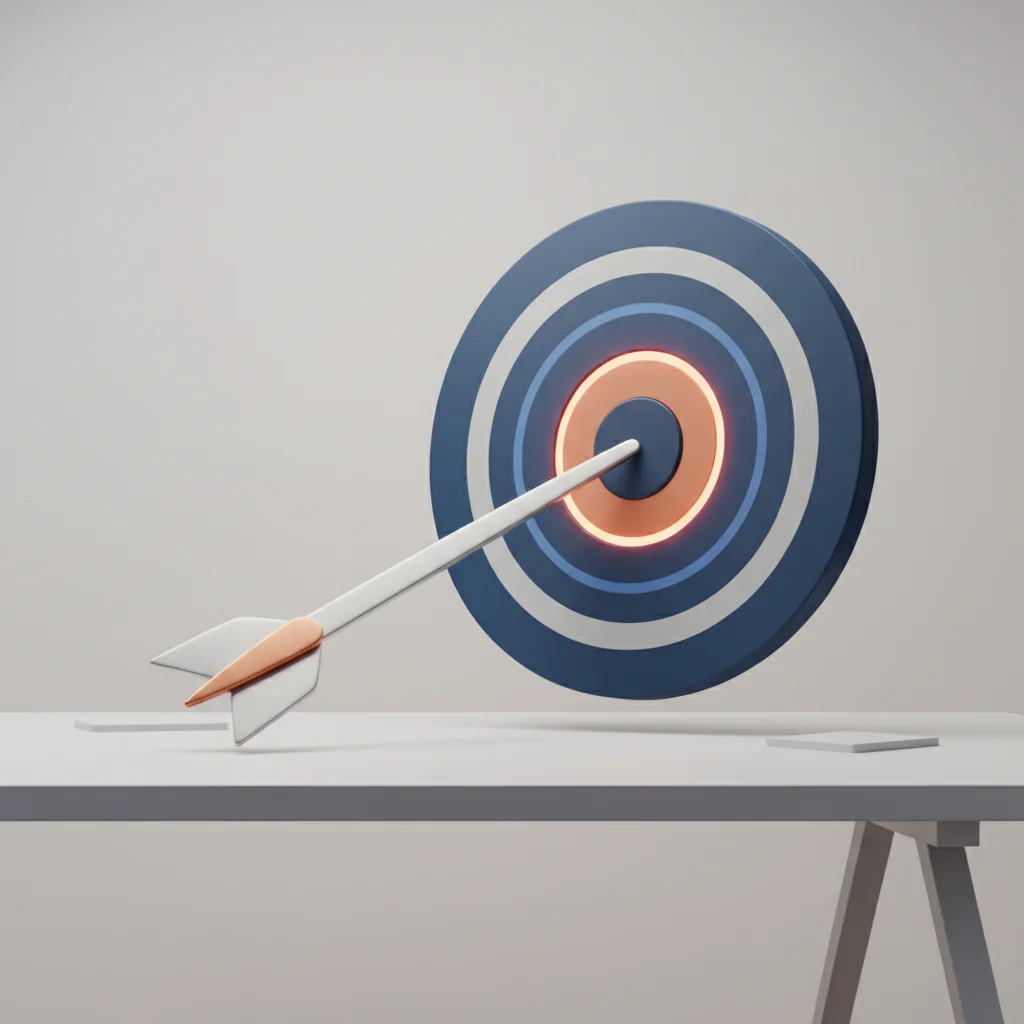 A symbolic editorial illustration representing internal objective alignment, goal targeting, and corporate prioritization.