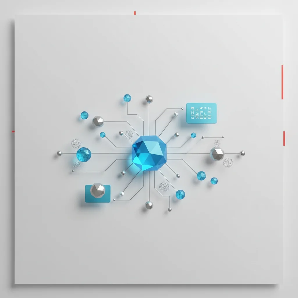 A symbolic corporate illustration showing interconnected networks and data nodes representing algorithmic trust