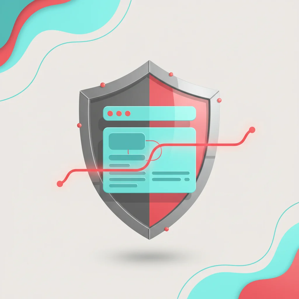 A symbolic editorial illustration depicting web application security with client-side code injection threat vector